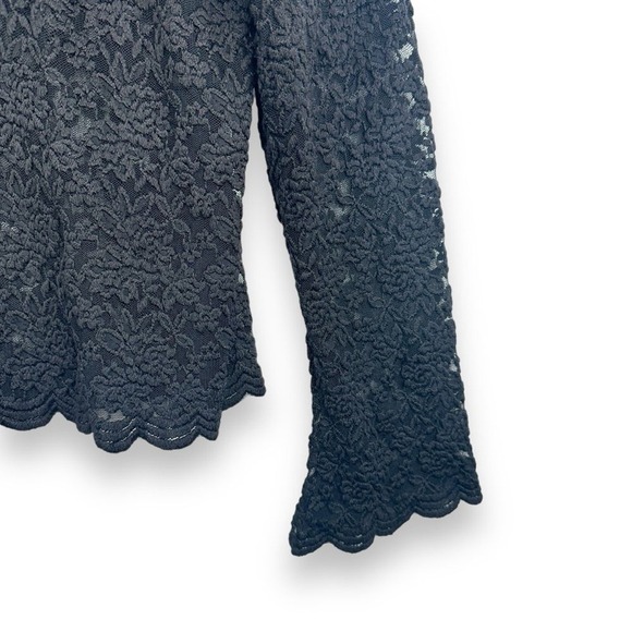 Forenza Vintage Black Lace Burnout Sheer Top Womens Size Large Whimsigoth Witchy - Picture 8 of 9